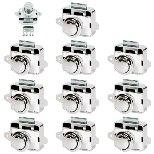 Push Button Catch Door Lock: PRITOK 10 Stück Wohnmobil Schlösser, Großes Cabinet Lock Catch Schranktürschloss Möbelschloss für Wohnmobil Caravan Yacht Schrank Tür, Silber
