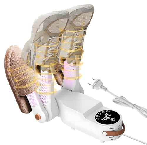 Schuhtrockner Elektrisch, Schuhe Stiefeltrockner mit intelligenter Timer, 4 Halterunge, Antibakteriell, Faltbare Boxhandschuh Trocknergerät, Schuhwärmer, Schnell Trocknendem für Hüte Socken Skistiefel