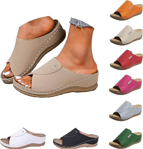 POIUIYQA Sandales Orthopédique Femmes Été Sandales de Marche Femme Confortable Orthopédique Plateforme Chaussures Antidérapantes Respirantes Bohême Bout Ouvert Sandale avec Talon Bloc Pas Cher