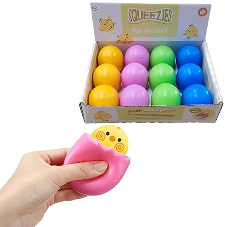 Puckator vårtids kläckning kyckling & ägg pop out leksak – små roliga examensgåvor stressavlastningsbollar squishies – mini sensoriska bollleksaker för vuxna kvinnor barn – Slime festpåse fyllning