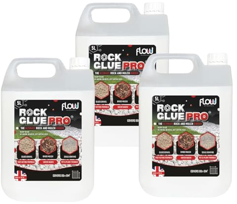 Gravel Glue for Bonding Stones Outdoor Use – 15L Gravel Binder & Block Paving Sealer, Pet-Friendly Rock Glue for Gravel, Pebbles & Garden Stones, Dries Clear, Covers Up to 24m² (3 x 5L)