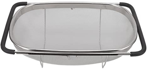 Scolapasta telescopico da lavello in acciaio inox, efficiente, a maglia fine, per frutta, verdura e piatti, design espandibile e salvaspazio