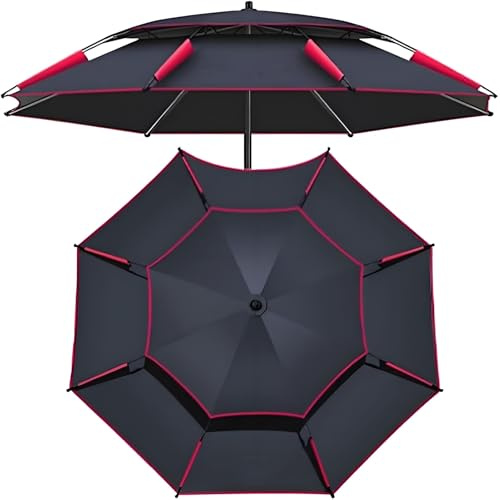 Parapluie de pêche d'extérieur réglable à 360° UPF50+ Parasol de plage avec poteau en acier inoxydable Parasol de jardin portable pour protection solaire avec sac de transport