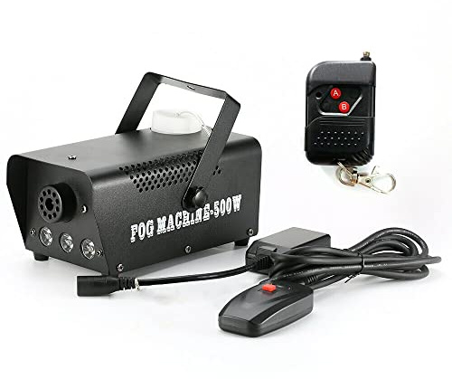 awolsrgiop Mini máquina de humo de 500 W con mando a distancia inalámbrico y función de pulverización automática, con efecto de luces LED para DJ discoteca, Halloween, Navidad, bodas