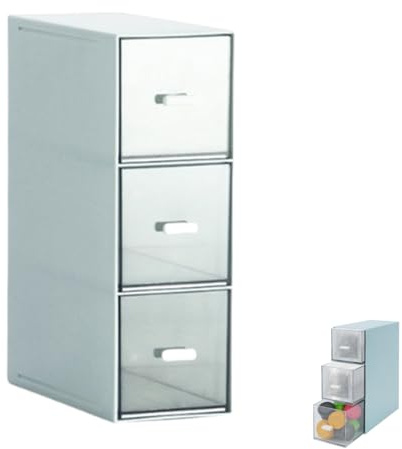 ZORVYN Caja para infusiones con 3 cajones Organizador de infusiones Apilable Caja de almacenamiento para bolsas de té Cápsulas de café Almacenamiento de té para cocina Escritorio Cosméticos
