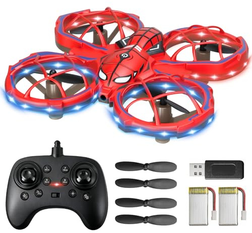 Dolanus Toys for 8 9 10 11 12 Year Old Boys: Spider Mini Drone LED RC Plane for Kids Beginners, Gifts for Age 3-8 Years-Olds Christmas Birthday Present, Remote Control Quadcopter Indoor Outdoor