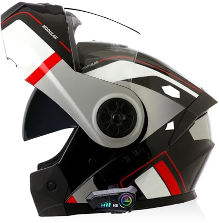 ZHTBATE Casco Integrato Apribile con Interfono Bluetooth - Modulare per Uomo E Donna con Doppia Visiera - Integrale Crash Omologato ECE