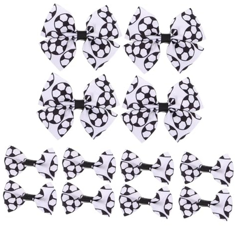 ibasenice 12stücke Fußball-haarspangen für Mädchen mit Schleifen Federleichtes Material Schwarz-weiß Haarstyling-accessoires für Schule und Spiel
