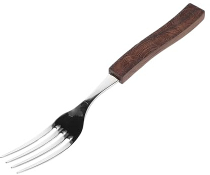 Toyvian Fourchettes de Table Acier Inoxydable avec Manche Bois Ergonomique Fourchettes Dessert Argentées Gravées pour Cuisine et Restaurant