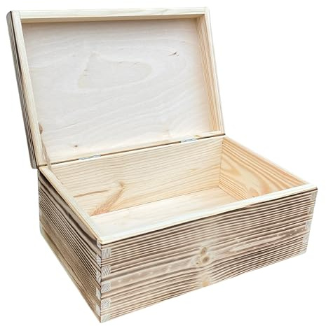 WoodGall Holzkiste mit Deckel geflammt – 30x20x13cm – Aufbewahrungskiste aus massivem Kiefernholz, rustikale Holzbox für Haushalt, Deko & Geschenke