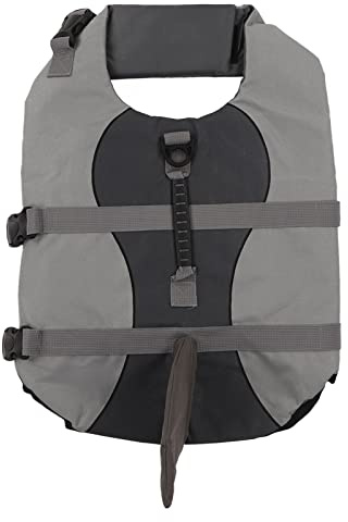 Schwimmweste für Hunde, verstellbare Schwimmhilfe mit Griff Oben zum Schwimmen und Bootfahren, Mischung aus Polyester und Baumwolle für Hunde, Farbe Grau (S)