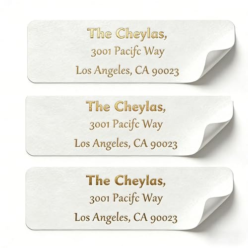 Étiquettes d'adresse de retour personnalisées avec impression dorée, or rose ou argent pour invitations de mariage et enveloppes (5,1 x 2,5 cm)