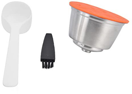 Stainless Steel Capsule Cup Reusable Coffee Capsule Filter with Brush Spoon for Coffee Machine Durable Silicone Material Rustproof Long Lasting