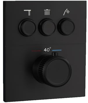 EZLUIYLDH Mitigeur thermostatique de Douche à 3 Voies avec inverseur, en Laiton, pour Montage Mural. Kit de robinetterie et de Finition Inclus.