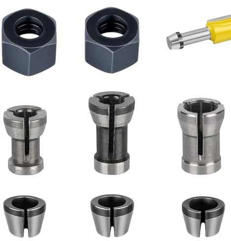 Ebksqs Set di 8 mandrini per fresatura superiore – Pinze da 6 mm/1/4 e 8 mm con dadi