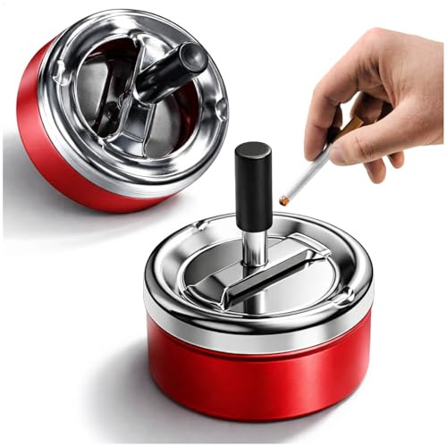 com-four® 2x Aschenbecher, Drehaschenbecher Metall Ø 9 cm, Windaschenbecher | geruchshemmender Tischaschenbecher für Innen & Außen