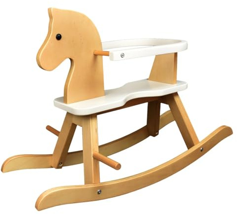Roba Schaukelpferd aus Holz Weiss/Natur - Schaukelspielzeug für Kinder