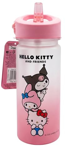 Borraccia Trasparente Effetto Matt ROSA Hello Kitty 450 ml – Per Bambini