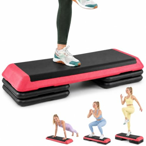 GYMAX Steppbrett Professional, 3 - Fach höhenverstellbar | Aerobic Stepper mit rutschfester Oberfläche, 150 kg belastbar, Fitness Stepper für Büro, Zuhause & Fitnessstudio