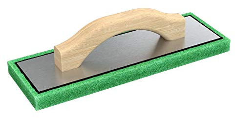 Bon Fine Green Foam Float 12 in. x 4 in. x 3/4 in. with Wood Handle and Durable Aluminum Backing for Smooth Finishing