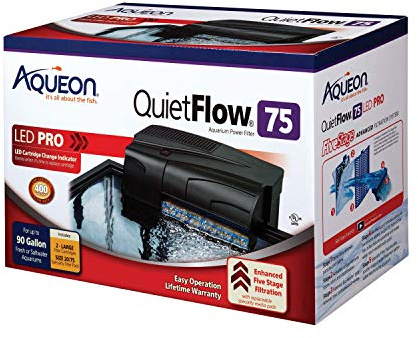 Aqueon QuietFlow 75 LED PRO Aquarium Fish Tank Power Filter For Up To 90 Gallon Aquariums