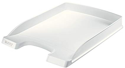 Leitz Briefkorb Flach A4, Briefablage in Premium-Qualität, Stapelbares Ablagefach als Schreibtisch-Organizer, Kombinierbar mit Plus-Serie, Weiß, 52370001