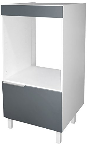 Berlioz Creations CD6FG Halbsäulenschrank für Einbaubackofen, in grauem Hochglanz, 60 x 60 x 118 cm, 100 Prozent französische Herstellung