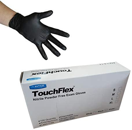 Touchflex N318D-50L N318D-50L disposable powder free gloves, nitrile, size L / 9, black, 100.piece