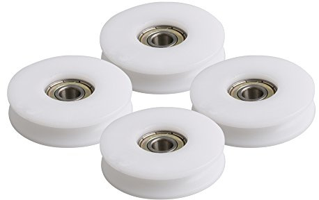 7mm Breite 5mm Tiefe U-Nuss Weiß Riemenscheibe Räder mit Stahllager für Max-Belastung 99kg 4er Pack