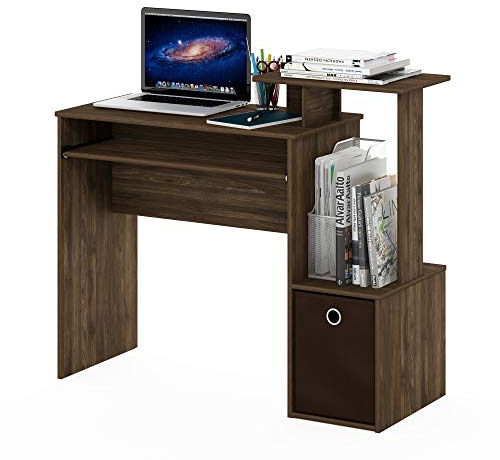 Furinno Econ Multipurpose Home Office Scrivania per Computer, Legno, Marrone (Columbia Walnut/Dark Brown), 40 x 100.08 x 86.61 cm
