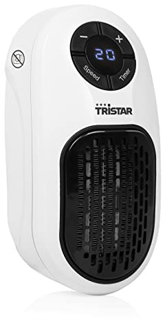 Tristar Termoventilatore Elettrico A Presa Ka-5084, 400 Watt, Riscaldatore Da Muro, Bianco