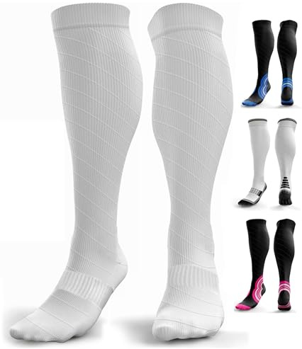 Kompressionsstrümpfe für Damen Herren (20-30 mmHg Klasse 2) Stützstrümpfe Medizinisch Kompressionssocken Waden Kompression für Laufen Reise Flug Sport Schwangerschaft