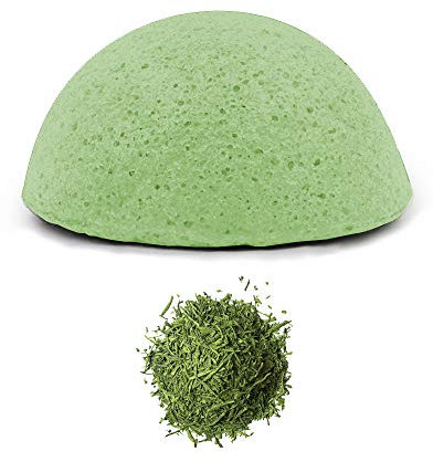 Esponja Konjac Exfoliante Suave Facial Natural, Orgánico, Bio, Ecológico, Vegano, Cuidado de la Piel, con Antioxidantes, AntiAging, AntiRadicales Libres, AntiEnvejecimiento - Té Verde