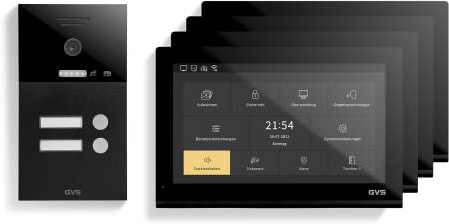 GVS - IP Video Türsprechanlage 2-Familienhaus mit Türöffner, HD Kamera, 4x10 Zoll Monitor & App - Smarte Video Türklingel mit Kamera & Gegensprechanlage (AVS5511A)