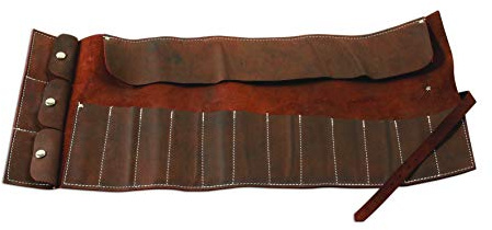 Gunson 77168 läderverktygsrulle antik finish 15 fickor, brun