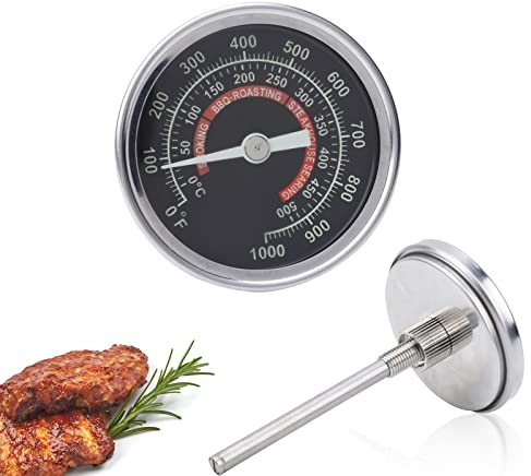 Termómetro de horno de acero inoxidable, 0-1000 ℉/0-500 ℃ Sonda de termómetro de cocina para cocinar alimentos, termómetro de parrilla de doble escala
