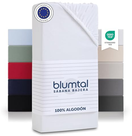 Blumtal Lenzuolo con Angoli Franchese - 150 x 190-150 x 200, 1 Pezzo, Lenzuola Sotto Una Piazza e Mezza in Cotone 135g/m², Bianco