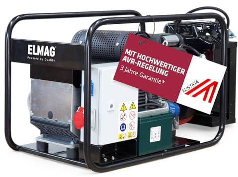 ELMAG SEB 16000WDE-AVR Benzin Stromerzeuger Notstromaggregat mit 4-Takt-Motor luftgekühlt, 15 kW & 20 l Tank 1x 230 V Schuko & 1x 400 V CEE Stromgenerator mit AVR, Handstart & Überlastschutz