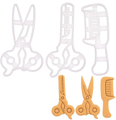 Sat von 3 Friseur Thema Ausstechformen (Schneideschere, Effilierschere, und Kamm), 3 Teil