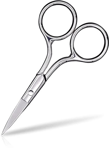 Eyebrow Scissors, Precision Grooming Shears, Nose Hair Trimmer - Professional Stainless Steel Fine Tip for Beard, Mustache, Eyelashes, Cuticles- ASONTAO (1Pcs Eyebrow Scissors)
