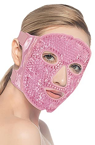 CAM2 Maschera rinfrescante per il viso, maschera per gli occhi, maschera per il viso in gel, riutilizzabile, per occhi gonfi, borse per gli occhi (rosa)