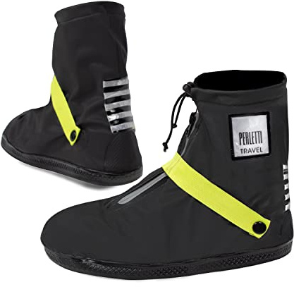 Svarta Skoöverdrag Vattentäta Hållbara Återanvändbara Lätta - Stadiga och Robusta Damasker - Regntäta Skydd med Sula med Bra Grepp och Reflexer - Låg Modell Unisex - Perletti (XS (33/35), Limegrön)