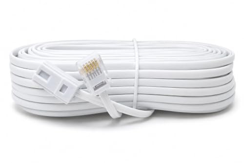 Drut 20 m BT a BT 4 Fili 431A Maschio-Maschio Cavo telefonico Piatto Cavo 65 Piedi Bianco