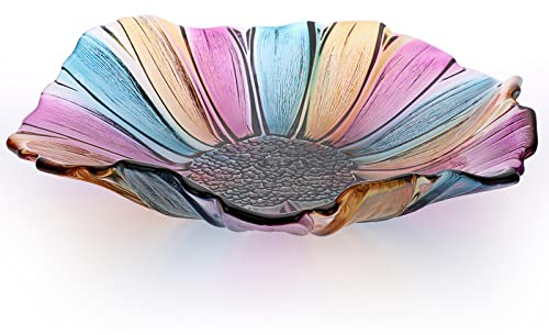 TOLIDA Frutero de cristal Cesta de Frutas Frutero Vidrio de Colores Cuenco Frutero Cesta de Fruta de Alambre Soporte de Frutas de Cristal Fruteros de Cocina Modernos para Fresas Sandía Uvas Pan