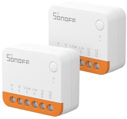 SONOFF Smart Switch, MINIR4 Wi-Fi Smart Switch, 10A 2400W, Zero and Fire Wires, Works With Amazon Alexa And Google Home Assistant (2 PCS)
