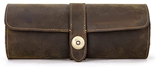 RUVOO Uhrenrolle Uhrenbox Uhrenhalter Uhrenbox Mit 3 Fächern, Leder, Reise-Uhrenetui, Roll-Organizer, Uhren-Aufbewahrungskoffer, Uhrenvitrine, Uhren-Organizer Uhrenetui Uhrenaufbewahrung