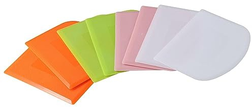 hobbyme 8 PCS Dough Scraper, Multi-purpose Food Scraper, Pink Green White Orange Dough Cutters for Bread Fondant Cake, Flexible Home Kitchen Pizza Making Gadgets