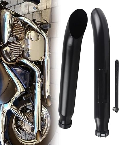 Paar Motorrad Auspuff Endschalldämpfer Für Harley Für Suzuki VL 125 800 1500 Intruder Bobber Chrom Verjüngt Drehen Heraus Eisen Schalldämpfer Zubehör-Schwarz