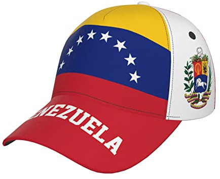 RFSHOP Gorra de béisbol con bandera de Venezuela con impresión completa para hombres adultos, gorra de fútbol para partidarios del patriotismo, color negro, #1483, Talla única