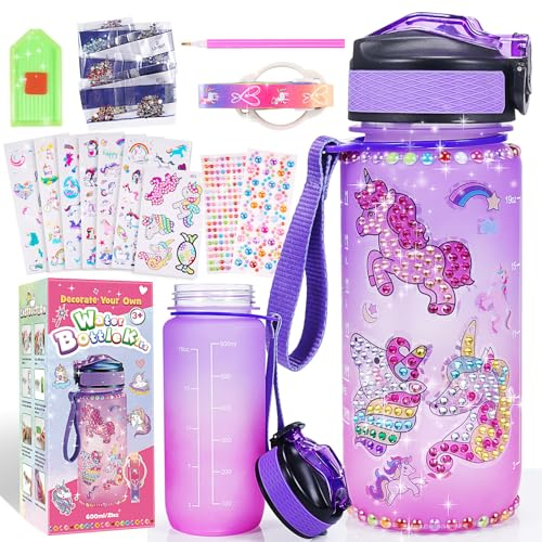 Adeokay Geschenk für Mädchen 3-10 Jahre, Trinkflasche Kinder Wasserflasche Bastelset Weihnachtsgeschenke für Kinder 3-9 Jahre Spielzeug ab 5-10 Jahre